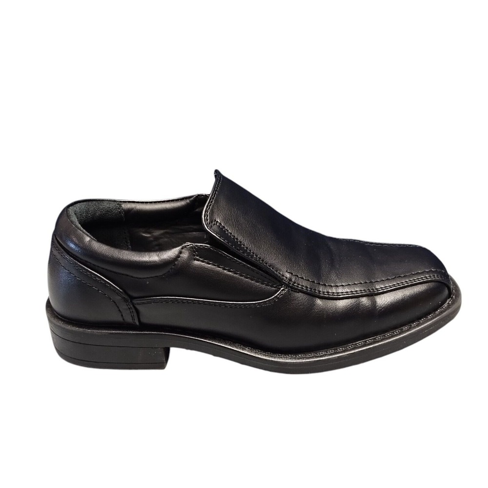 Bruno Marc Wedding Dress Shoes Youth Boys Sz 2 Black Square Toe Slip On SBOX225K